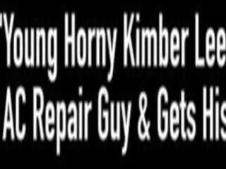 Young randy Kimber Lee Blows AC Repair juvenile & Gets His Jizz&excl;