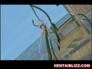 3d animeeritud hentai streetwalker saab perses poolt tohutu tentac