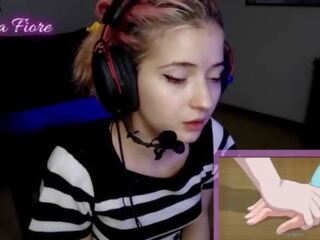 18yo youtuber gets passionate watching hentai during the stream and masturbates - Emma Fiore