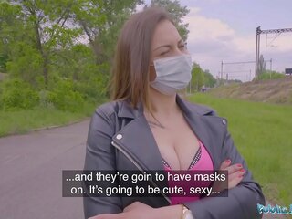 Public Agent Face Mask Fucking a charming sweet babe with Big Natural Boobs