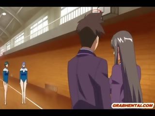 日本語 エロアニメ 男女共学の 足コキ と フェイシャル ザーメン