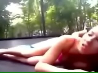 Voluptuous young babe Fucks on a Trampoline