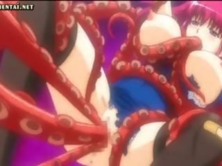 Anime redhead makakakuha ng pagtatalik na pambutas ng puwit dildo
