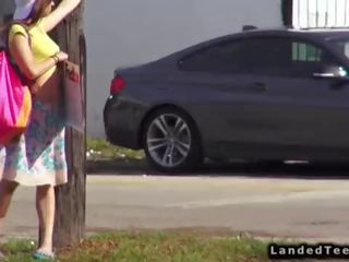 Teen hitchhiker fucks huge johnson outdoor POV
