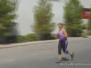 Hot pirang gets fucked thereafter a jog