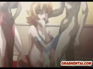 Pregnant hentai sucking monster cock and swallowing cum