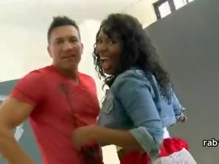 Beguiling Black girlfriend With Round Ass Fucks A White juvenile