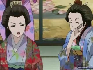 Um imobilizada geisha obteve um molhada gotejamento smashing para trot cona