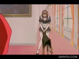 Hentai maids knulling strapon i gangbang til deres dame
