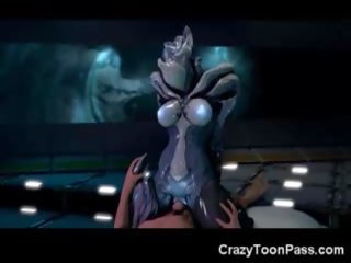 3D Creepy Alien young female Rides Human Dick!