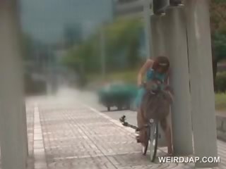 Asian Doll Riding The Bike Squirting All Her Pussy Juices